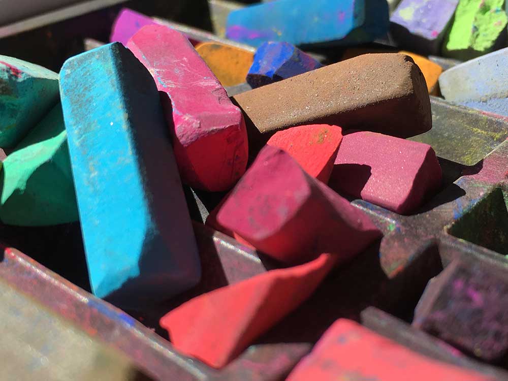 a selection of multi coloured chalks